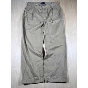 Polo Ralph Lauren Khakis Pants Men 33 Brown Cotton Pleated Straight Leg Workwear